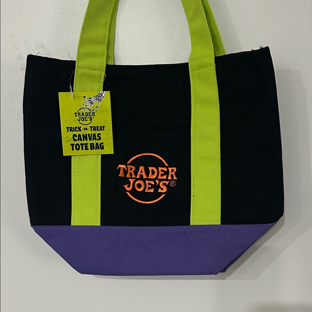 Trader Joe’s, 2025 Black and Purple Trick or Treat Canvas Tote Bag - Picture 2 of 3